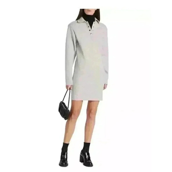 NWOT Frame Button grey Sweatshirt Minidress Size XS - Picture 1 of 15